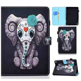 Painted Pattern TPU Horizontal Flip Leather Protective Case For Kindle Fire HD 8 (2020)(Rose Elephant)