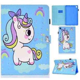 Painted Pattern TPU Horizontal Flip Leather Protective Case For Samsung Galaxy Tab S6 Lite(Rainbow Unicorn)