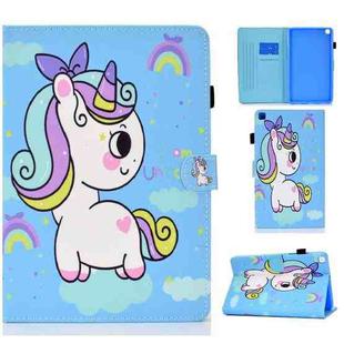 Painted Pattern TPU Horizontal Flip Leather Protective Case For Samsung Galaxy Tab A 8.0 (2019)(Rainbow Unicorn)