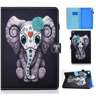 Painted Pattern TPU Horizontal Flip Leather Protective Case For Samsung Galaxy Tab A 8.0 (2019)(Rose Elephant)