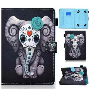 Painted Pattern TPU Horizontal Flip Leather Protective Case For Universal 7 inch(Rose Elephant)