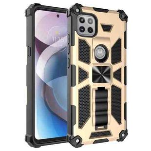 For Motorola Moto One 5G Ace Shockproof TPU + PC Magnetic Protective Case with Holder(Gold)