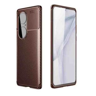 For Huawei P50 Pro Carbon Fiber Texture Shockproof TPU Case(Brown)