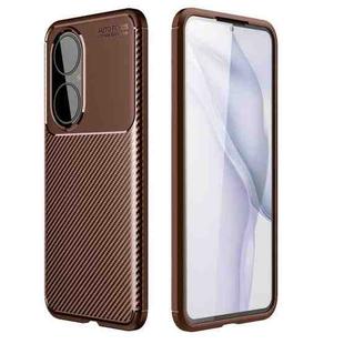 For Huawei P50 Carbon Fiber Texture Shockproof TPU Case(Brown)