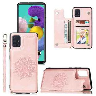 For Samsung Galaxy A32 5G Mandala Embossed PU + TPU Case with Holder & Card Slots & Photo Frame & Strap(Rose Gold)