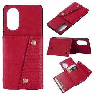 For Huawei Nova 8 Pro 5G Double Buckle PU + TPU Shockproof Magnetic Protective Case with Card Slots & Holder(Red)