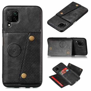 For Samsung Galaxy F62 Double Buckle PU + TPU Shockproof Magnetic Protective Case with Card Slots & Holder(Black)