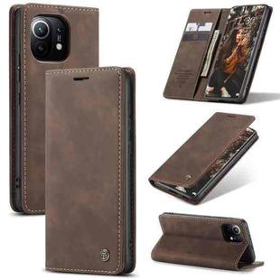For Xiaomi Mi 11 CaseMe 013 Multifunctional Horizontal Flip Leather Case with Holder & Card Slot & Wallet(Coffee)