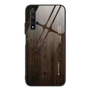 For Huawei Honor 20 Wood Grain Tempered Glass + TPU Shockproof Case(M01)