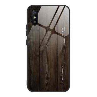 For Xiaomi Redmi 9A Wood Grain Tempered Glass + TPU Shockproof Case(M01)