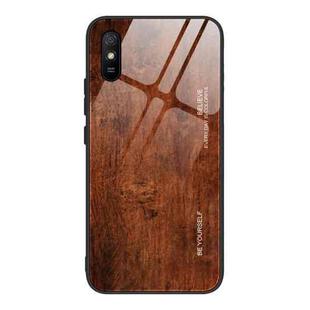 For Xiaomi Redmi 9A Wood Grain Tempered Glass + TPU Shockproof Case(M02)