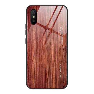 For Xiaomi Redmi 9A Wood Grain Tempered Glass + TPU Shockproof Case(M05)