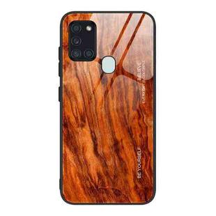 For Samsung Galaxy A21s Wood Grain Tempered Glass + TPU Shockproof Case(M06)