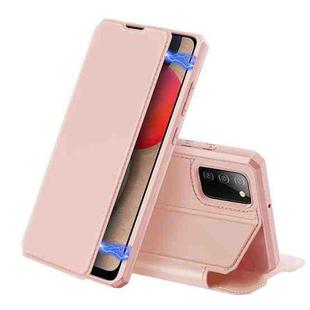 For Samsung Galaxy A02s 166.5mm DUX DUCIS Skin X Series PU + TPU Horizontal Flip Leather Case with Holder & Card Slots(Pink)