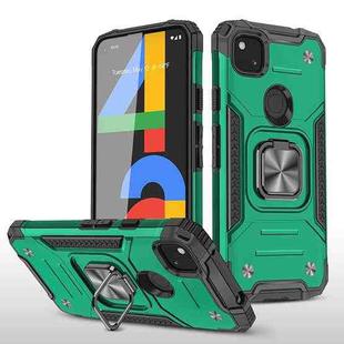 For Google Pixel 4a Magnetic Armor Shockproof TPU + PC Case with Metal Ring Holder(Dark Green)