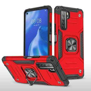 For Huawei P40 Lite 5G / Nova 7 SE Magnetic Armor Shockproof TPU + PC Case with Metal Ring Holder(Red)