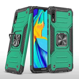 For Huawei Y6 Pro(2019) Magnetic Armor Shockproof TPU + PC Case with Metal Ring Holder(Dark Green)