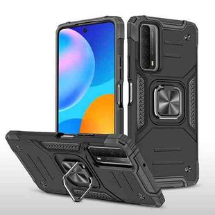 For Huawei P Smart(2021) / Y7a Magnetic Armor Shockproof TPU + PC Case with Metal Ring Holder(Black)