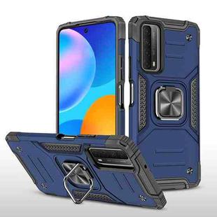 For Huawei P Smart(2021) / Y7a Magnetic Armor Shockproof TPU + PC Case with Metal Ring Holder(Blue)