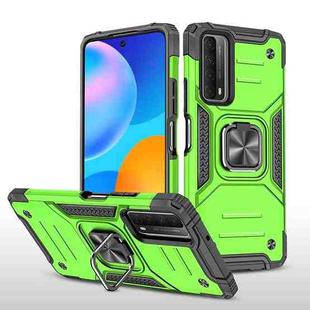 For Huawei P Smart(2021) / Y7a Magnetic Armor Shockproof TPU + PC Case with Metal Ring Holder(Green)