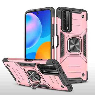 For Huawei P Smart(2021) / Y7a Magnetic Armor Shockproof TPU + PC Case with Metal Ring Holder(Rose Gold)