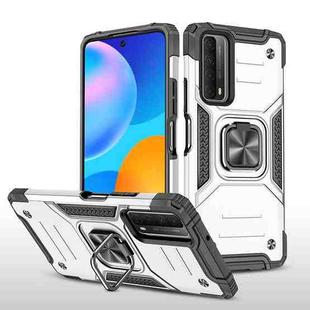 For Huawei P Smart(2021) / Y7a Magnetic Armor Shockproof TPU + PC Case with Metal Ring Holder(Silver)