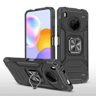 For Huawei Y9a Magnetic Armor Shockproof TPU + PC Case with Metal Ring Holder(Black)