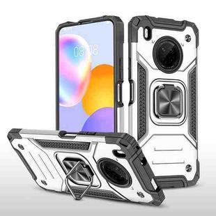 For Huawei Y9a Magnetic Armor Shockproof TPU + PC Case with Metal Ring Holder(Silver)