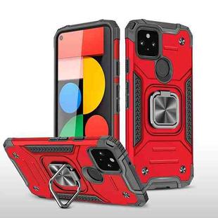 For Google Pixel 5 Magnetic Armor Shockproof TPU + PC Case with Metal Ring Holder(Red)