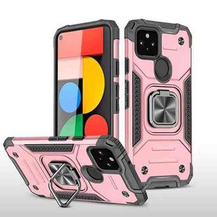 For Google Pixel 5 Magnetic Armor Shockproof TPU + PC Case with Metal Ring Holder(Rose Gold)