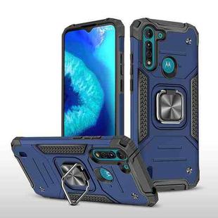 For Motorola Moto G8 Power Lite Magnetic Armor Shockproof TPU + PC Case with Metal Ring Holder(Blue)