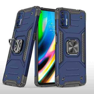 For Motorola Moto G9 Plus Magnetic Armor Shockproof TPU + PC Case with Metal Ring Holder(Blue)