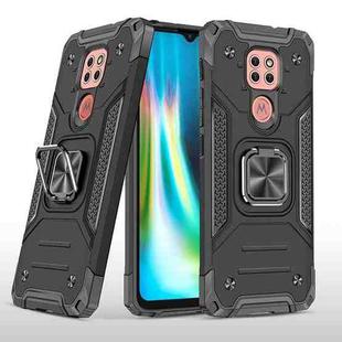 For Motorola Moto G9 Magnetic Armor Shockproof TPU + PC Case with Metal Ring Holder(Black)