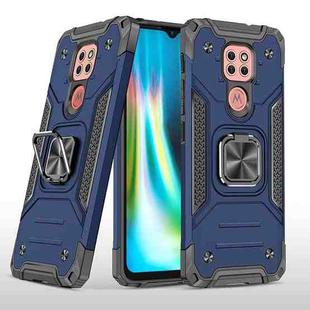 For Motorola Moto G9 Magnetic Armor Shockproof TPU + PC Case with Metal Ring Holder(Blue)