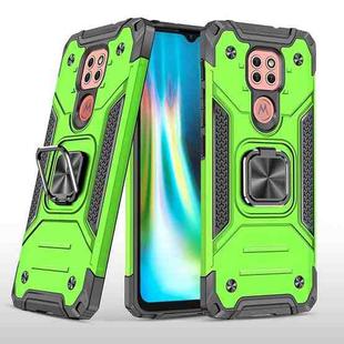 For Motorola Moto G9 Play Magnetic Armor Shockproof TPU + PC Case with Metal Ring Holder(Green)