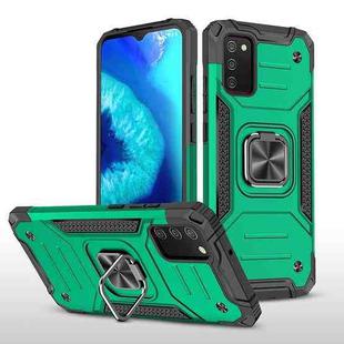 For Samsung Galaxy A02s(EU Version) Magnetic Armor Shockproof TPU + PC Case with Metal Ring Holder(Dark Green)