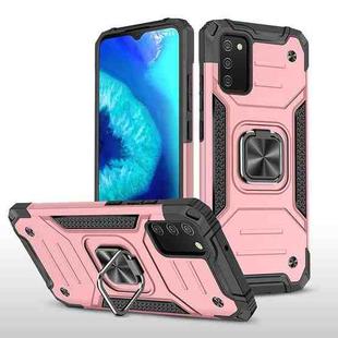 For Samsung Galaxy A02s(US Version) Magnetic Armor Shockproof TPU + PC Case with Metal Ring Holder(Rose Gold)