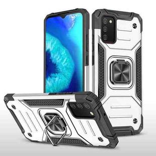 For Samsung Galaxy A02s(US Version) Magnetic Armor Shockproof TPU + PC Case with Metal Ring Holder(Silver)