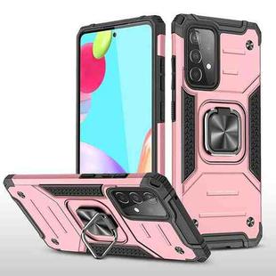 For Samsung Galaxy A52 5G / 4G Magnetic Armor Shockproof TPU + PC Case with Metal Ring Holder(Rose Gold)