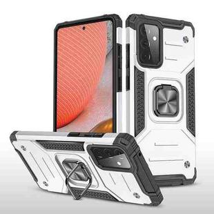 For Samsung Galaxy A72 5G / 4G Magnetic Armor Shockproof TPU + PC Case with Metal Ring Holder(Silver)