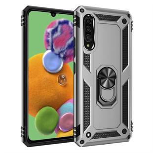 For Galaxy A90 5G Armor Shockproof TPU + PC Protective Case with 360 Degree Rotation Holder(Silver)