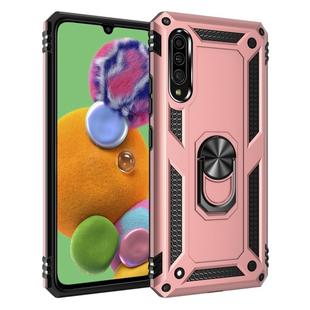 For Galaxy A90 5G Armor Shockproof TPU + PC Protective Case with 360 Degree Rotation Holder(Rose Gold)