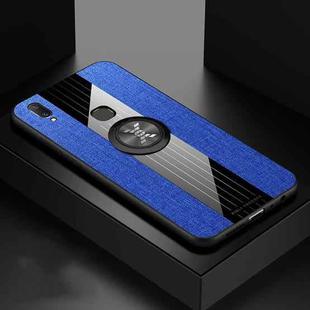 For Vivo Y75 / V7 XINLI Stitching Cloth Texture Shockproof TPU Protective Case with Ring Holder(Blue)