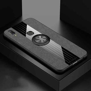 For Vivo Y85 XINLI Stitching Cloth Texture Shockproof TPU Protective Case with Ring Holder(Gray)