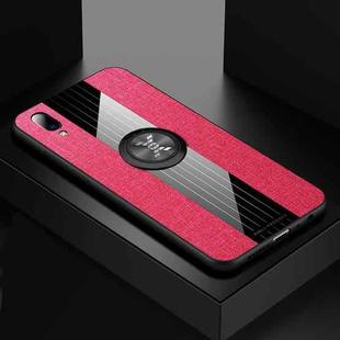 For Vivo Y93 XINLI Stitching Cloth Texture Shockproof TPU Protective Case with Ring Holder(Red)
