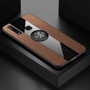 For Vivo Z5X XINLI Stitching Cloth Texture Shockproof TPU Protective Case with Ring Holder(Brown)