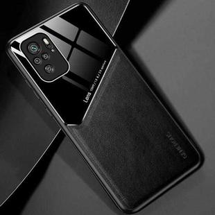 For Xiaomi Redmi Note 10 All-inclusive Leather + Organic Glass Protective Case with Metal Iron Sheet(Black)