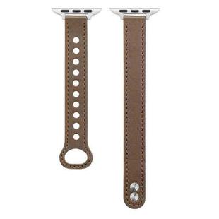 Double Stud Leather Watch Band For Apple Watch Series 8&7 41mm / SE 2&6&SE&5&4 40mm / 3&2&1 38mm(Brown)
