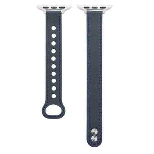 Double Stud Leather Watch Band For Apple Watch Series 8&7 41mm / SE 2&6&SE&5&4 40mm / 3&2&1 38mm(Blue)