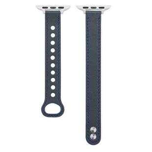 Double Stud Leather Watch Band For Apple Watch Series 8&7 45mm / SE 2&6&SE&5&4 44mm / 3&2&1 42mm(Blue)